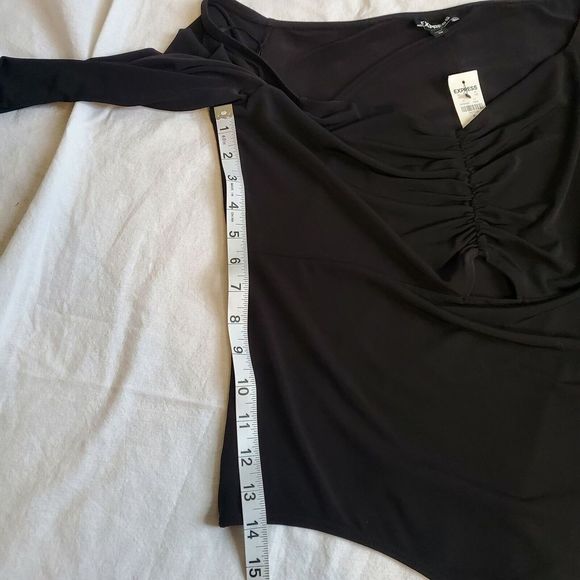 Express Bodysuit SZ XL Long Sleeve Sweetheart Neck Thong Bodycon - Picture 7 of 9